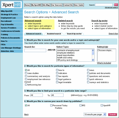 Advanced search form