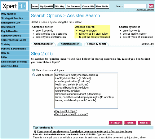 Assisted search step 2