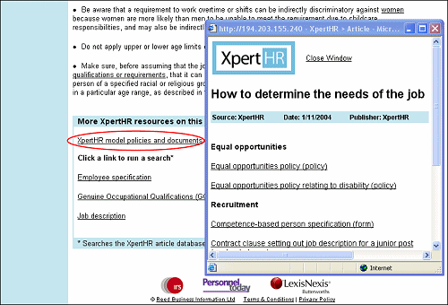 How to policies and documents pop-up window list