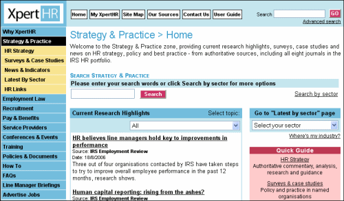 Information and news homepage