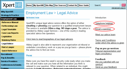 Legal advice home page