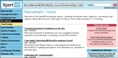 Recruitment homepage