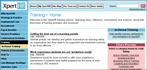 Training homepage