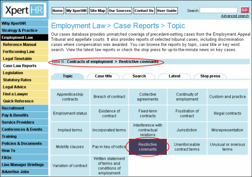 Case law reports subtopic detail page