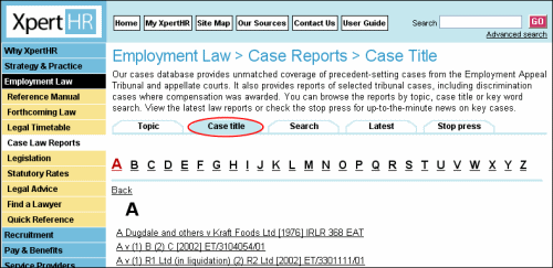 Case law reports case title page
