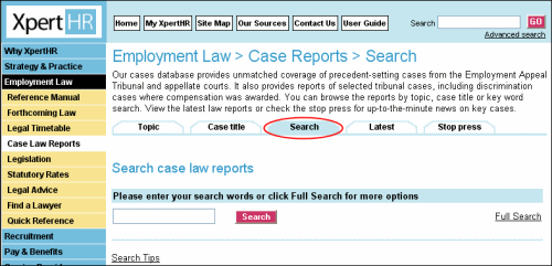 Case law reports search form