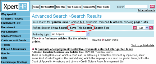 Search results page