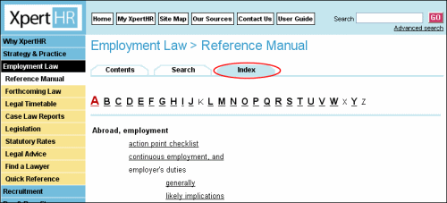 Reference manual index
