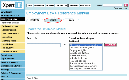 Reference manual search form